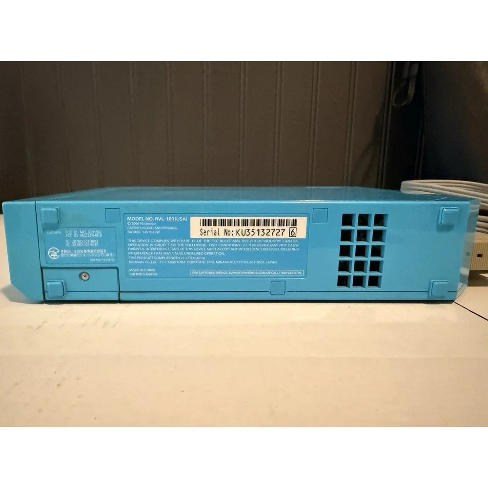 Nintendo Wii Video Game System Console Bundle Rvl-101 Blue Turns On. No Remote